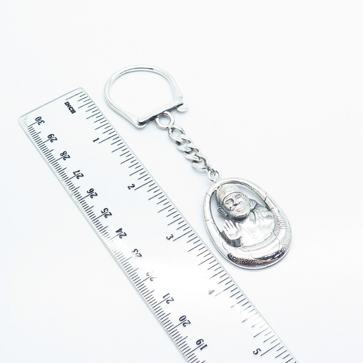 925 Sterling Silver Vintage Oath & Affirmation Men Cuban Chain Key Ring