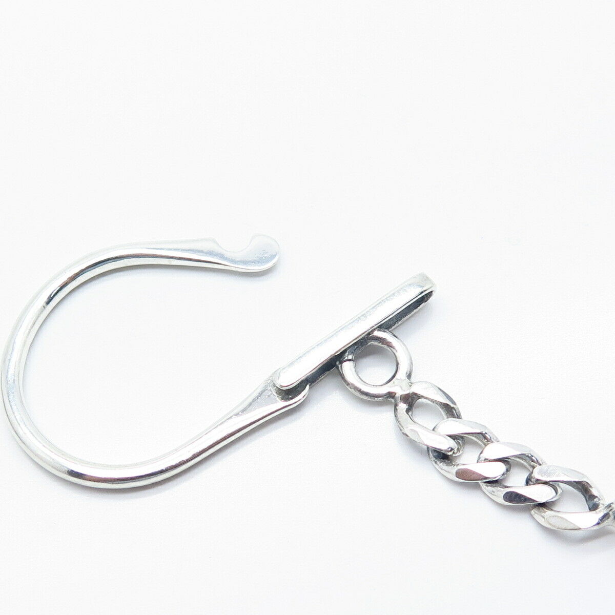 925 Sterling Silver Vintage Oath & Affirmation Men Cuban Chain Key Ring