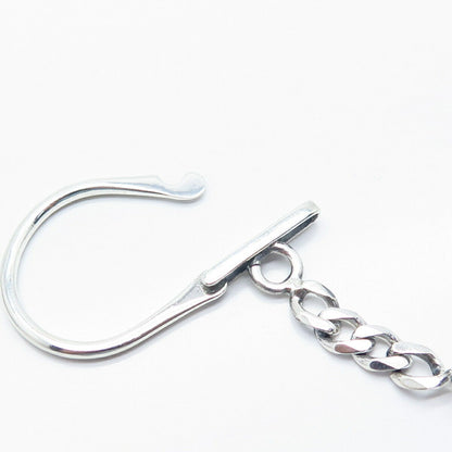 925 Sterling Silver Vintage Oath & Affirmation Men Cuban Chain Key Ring