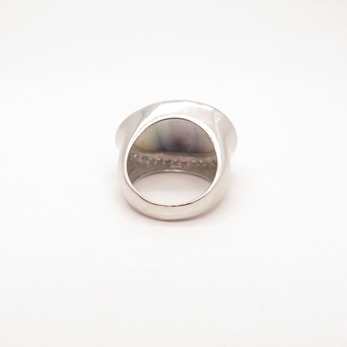 925 Sterling Silver Vintage Real Abalone Shell & C Z Ring Size 7.5