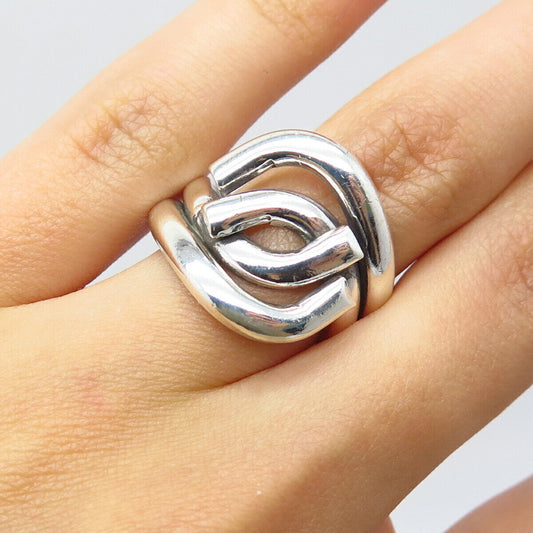 925 Sterling Silver Vintage Modernist Ring Size 7.5