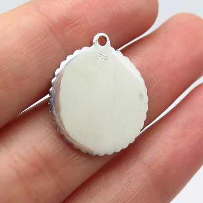 925 Sterling Silver Vintage "Charming 17" Textured Round Pendant