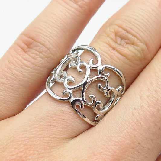 925 Sterling Silver Ornate Ring Size 8