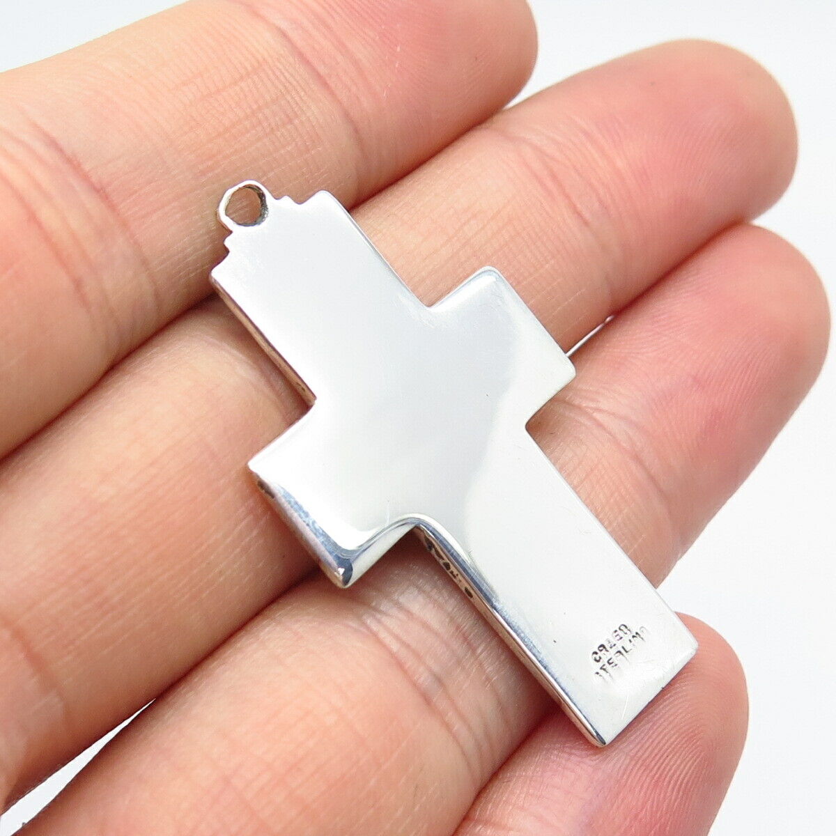 925 Sterling Silver Vintage Creed Enamel Cross Pendant