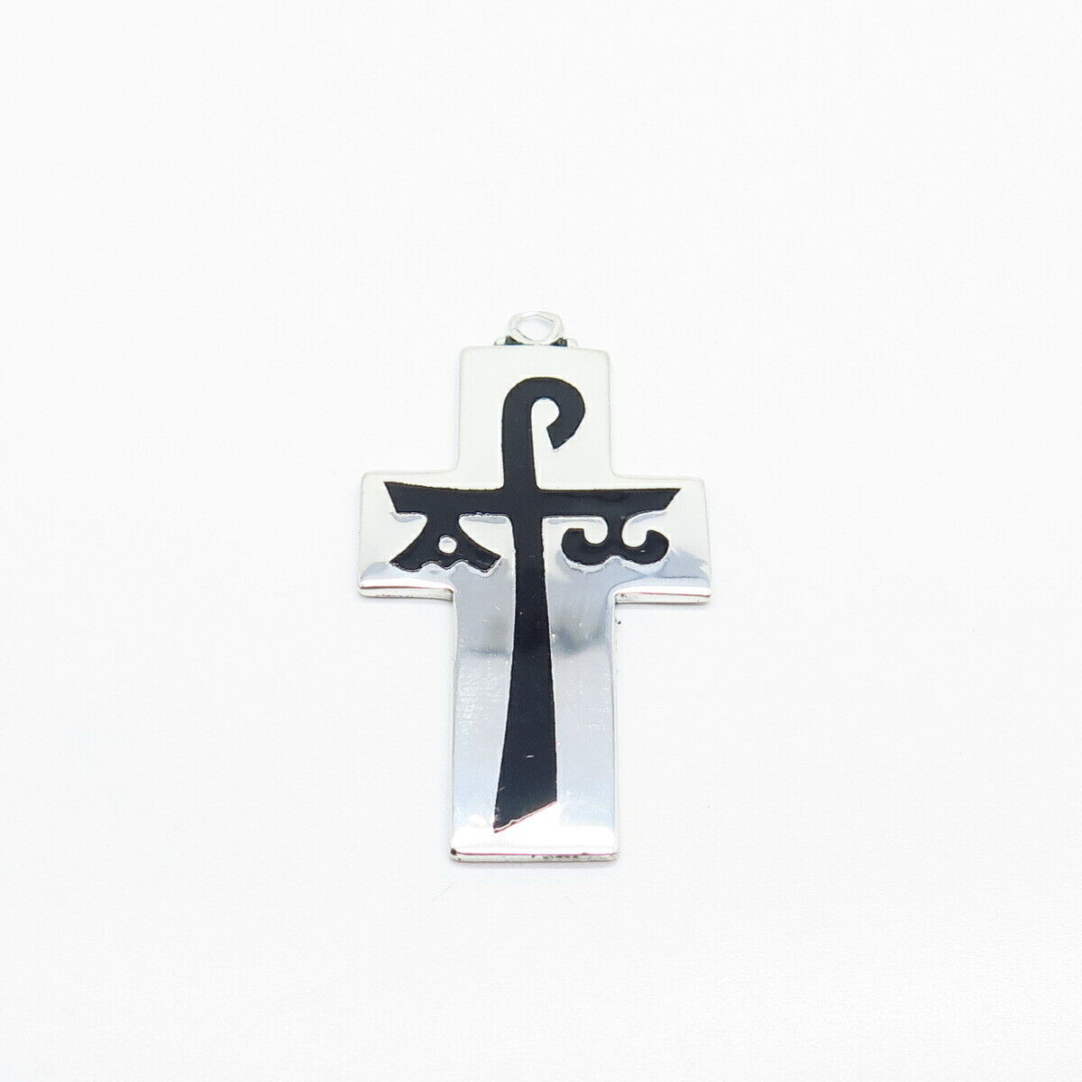 925 Sterling Silver Vintage Creed Enamel Cross Pendant