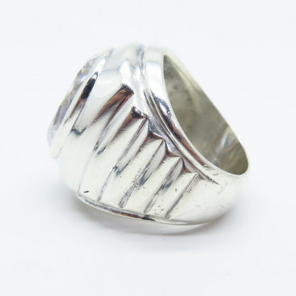 925 Sterling Silver Vintage C Z Ribbed Ring Size 6.25