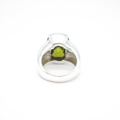 925 Sterling Silver Peridot-Tone C Z Ring Size 6