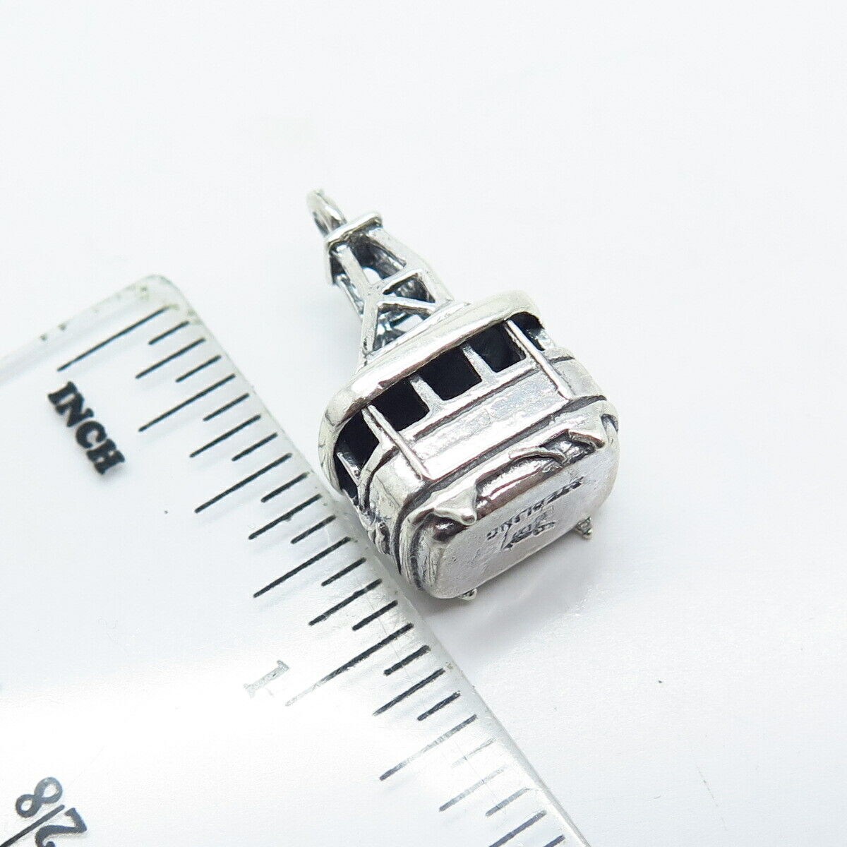 925 Sterling Silver Vintage Bell Trading Post Cable Car Charm Pendant