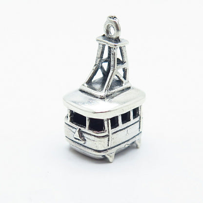 925 Sterling Silver Vintage Bell Trading Post Cable Car Charm Pendant