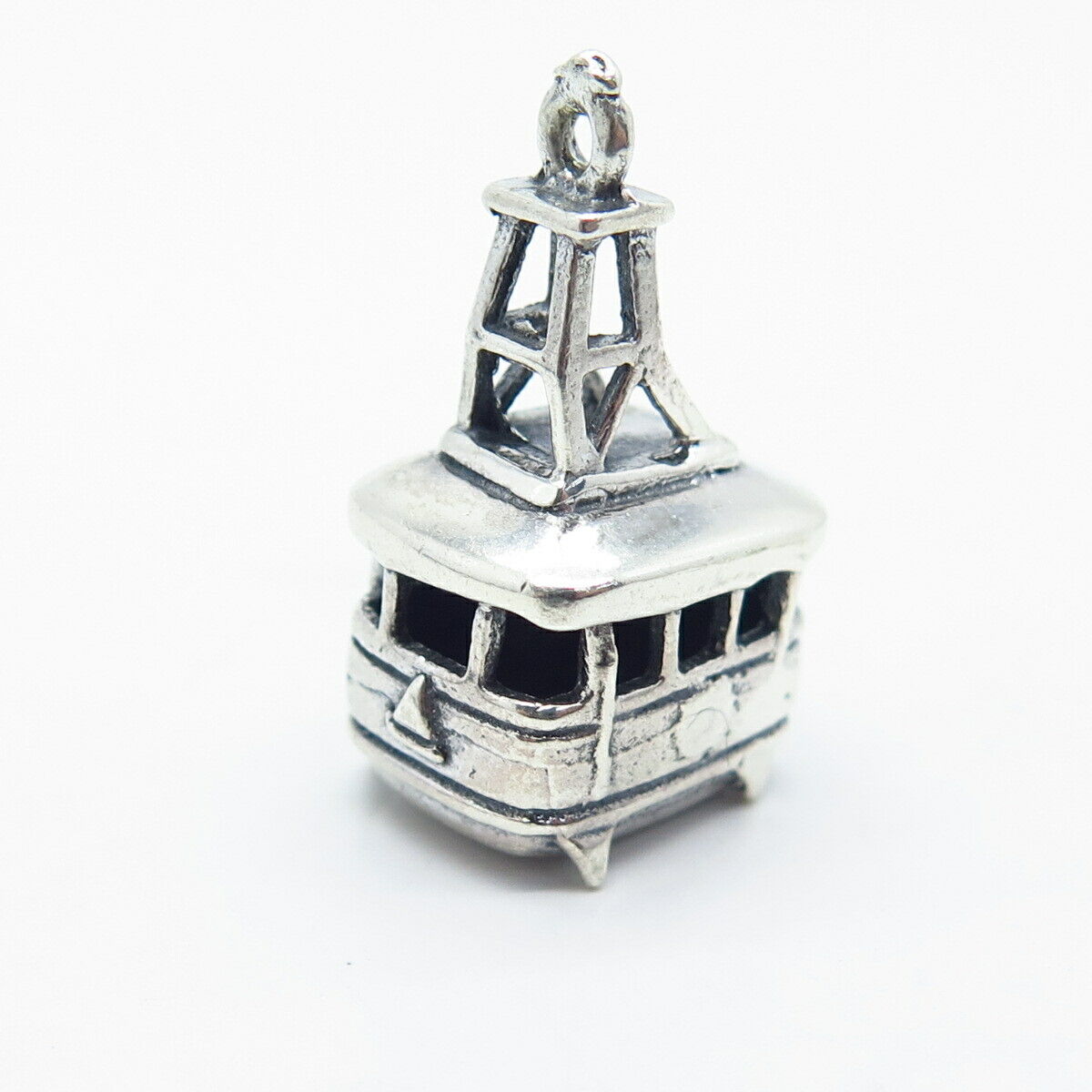 925 Sterling Silver Vintage Bell Trading Post Cable Car Charm Pendant