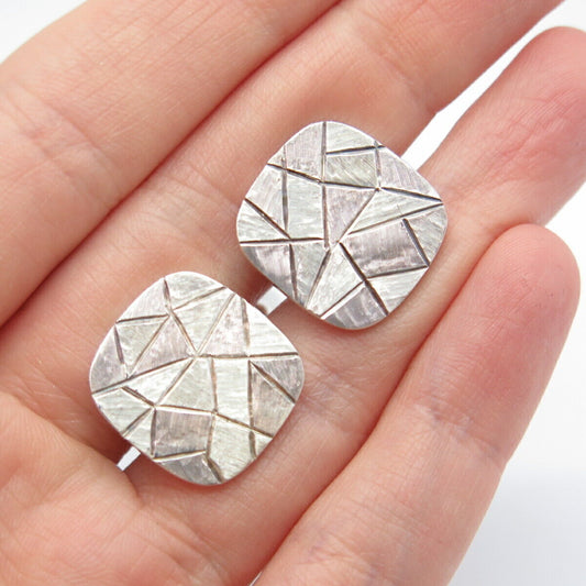 835 Silver Textured Cushion Shape Cufflinks