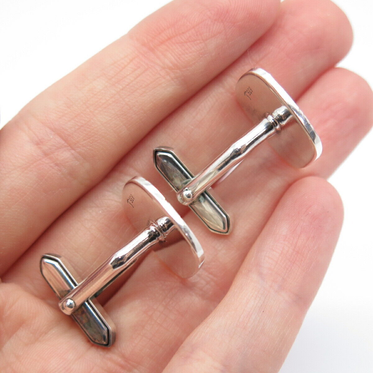 835 Silver Textured Cushion Shape Cufflinks