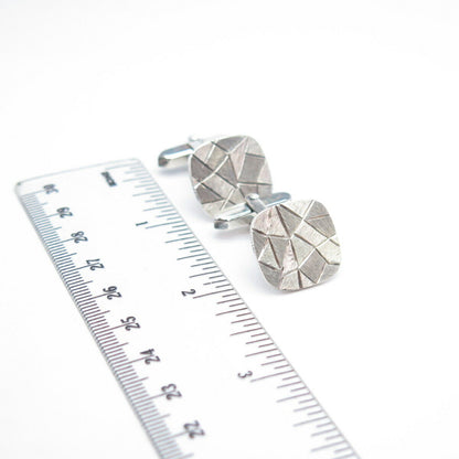 835 Silver Textured Cushion Shape Cufflinks