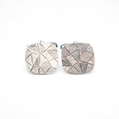 835 Silver Textured Cushion Shape Cufflinks