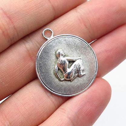 925 Sterling Silver Vintage Wells Woman Charm Pendant