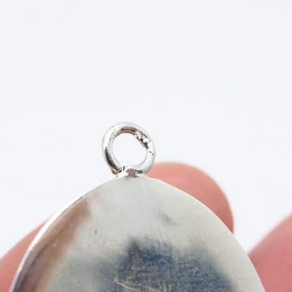 925 Sterling Silver Vintage Oval Face Pendant