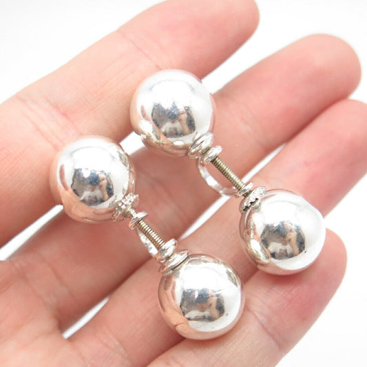 925 Sterling Silver Vintage Ball Screw Back Earrings