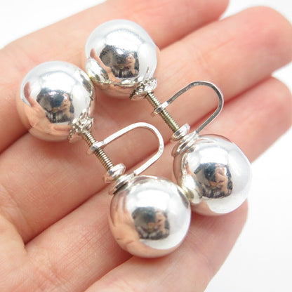 925 Sterling Silver Vintage Ball Screw Back Earrings