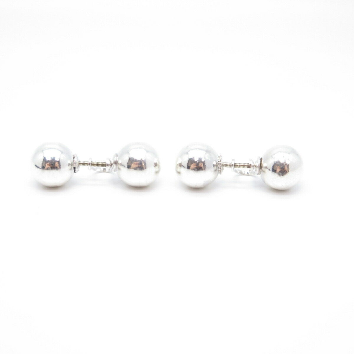 925 Sterling Silver Vintage Ball Screw Back Earrings