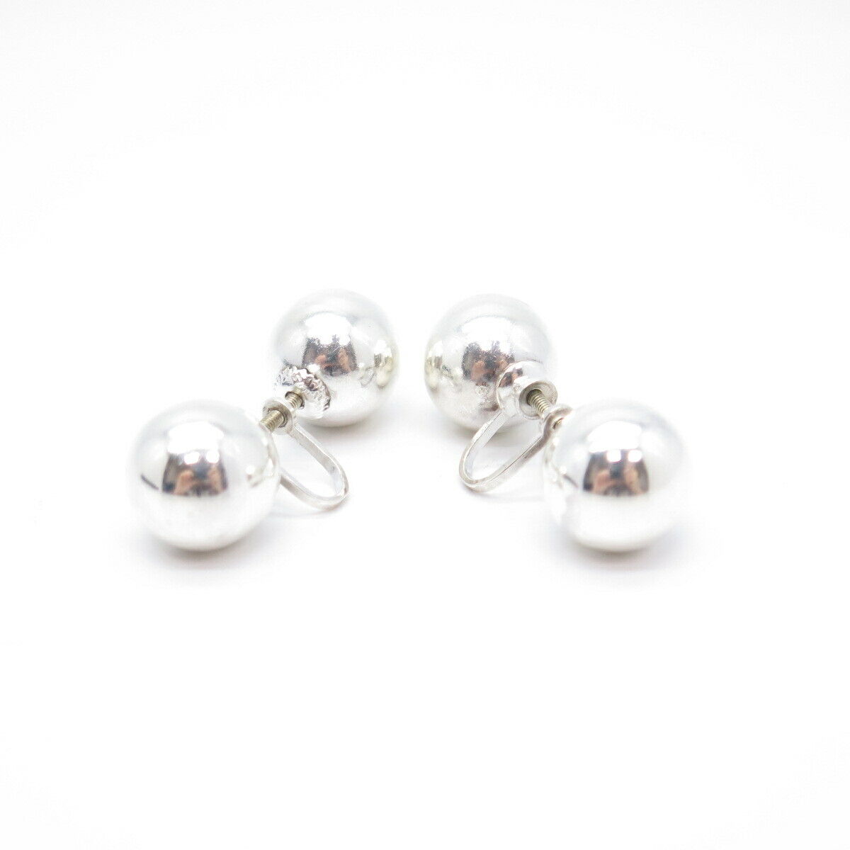 925 Sterling Silver Vintage Ball Screw Back Earrings