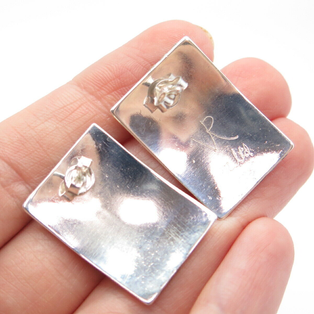 925 Sterling Silver 2-Tone Vintage Striped Earrings
