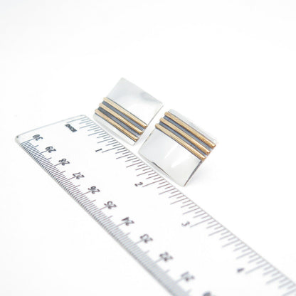 925 Sterling Silver 2-Tone Vintage Striped Earrings