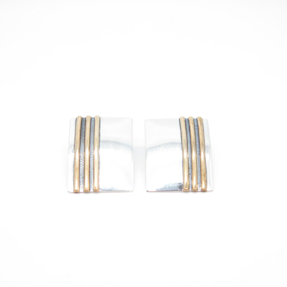 925 Sterling Silver 2-Tone Vintage Striped Earrings