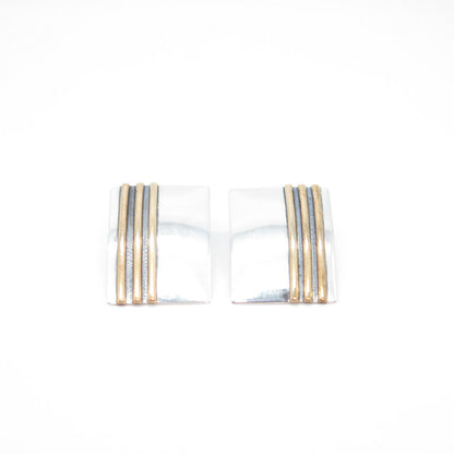 925 Sterling Silver 2-Tone Vintage Striped Earrings