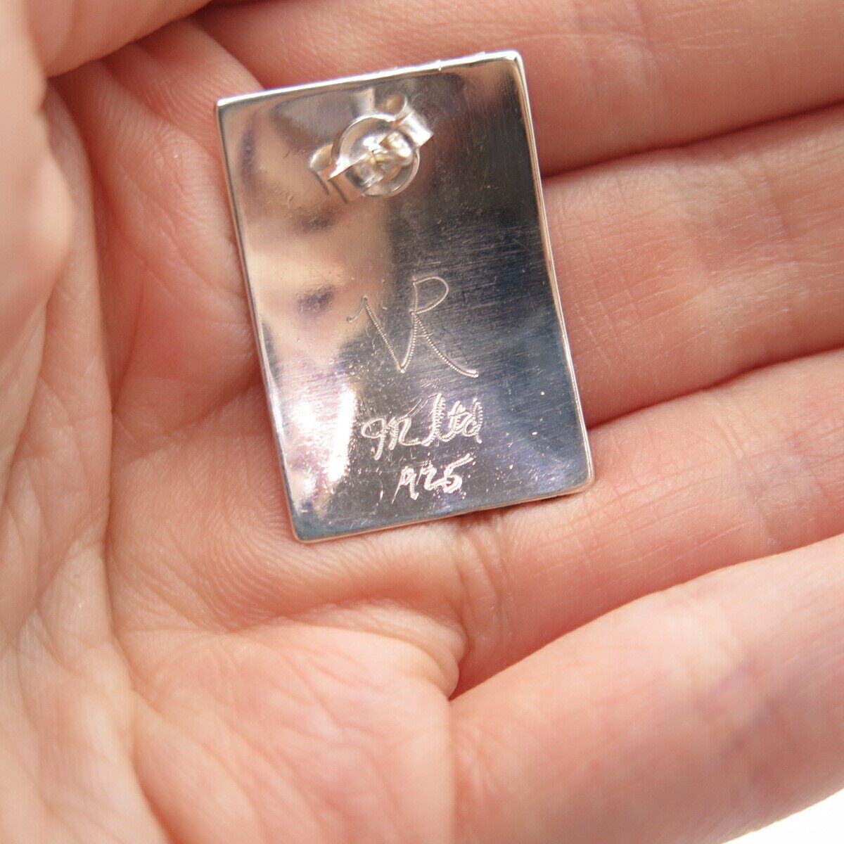 925 Sterling Silver 2-Tone Vintage Striped Earrings