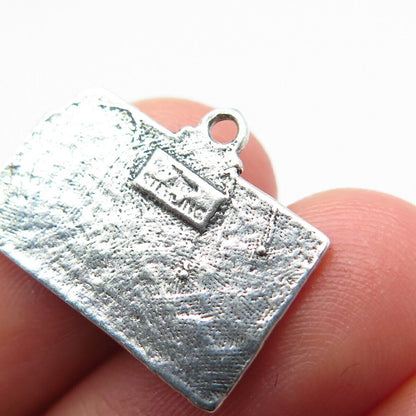 925 Sterling Silver Vintage Bell Trading Post "Kansas" State Map Charm Pendant