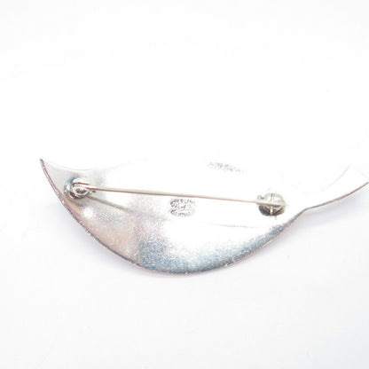 925 Sterling Silver Vintage Denmark Brdr. Bjerring Abstract Leaf Pin Brooch