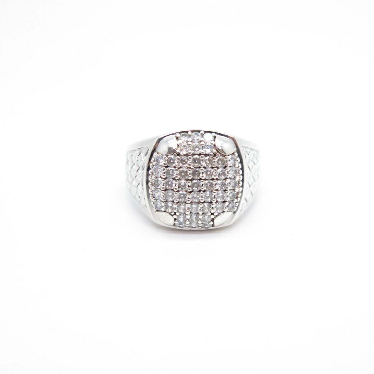 925 Sterling Silver Pave C Z Ring Size 12