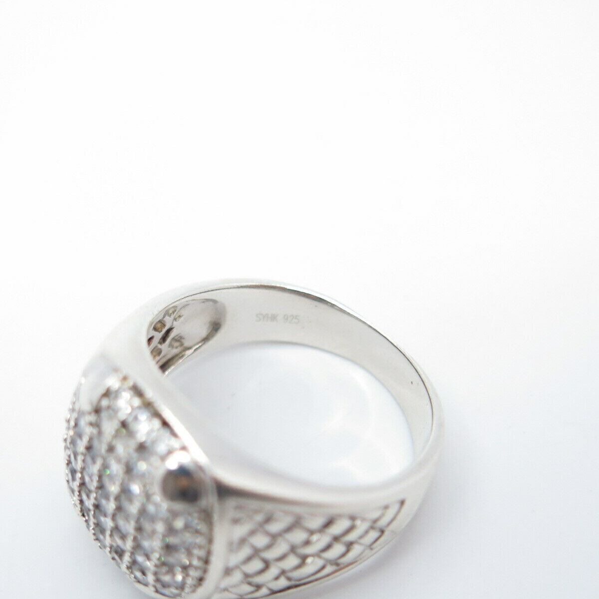 925 Sterling Silver Pave C Z Ring Size 12