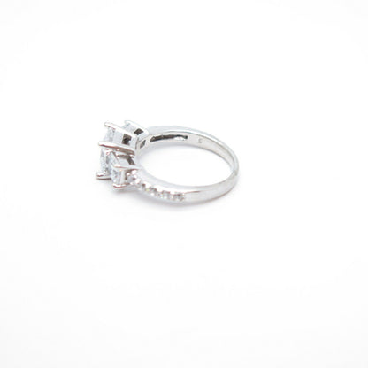 925 Sterling Silver Princess-Cut C Z Ring Size 5