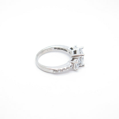 925 Sterling Silver Princess-Cut C Z Ring Size 5