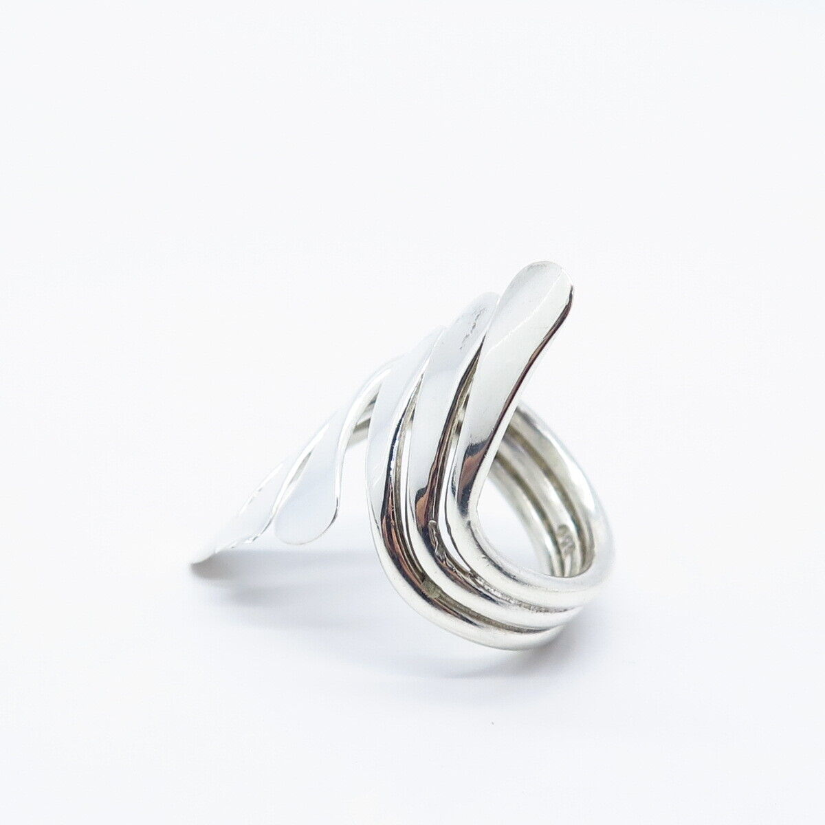 925 Sterling Silver Vintage Modernist Statement Ring Size 8.25