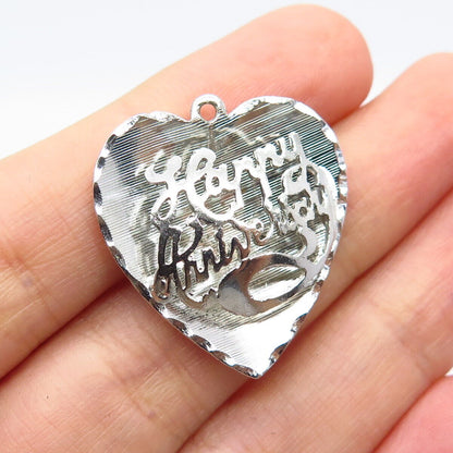 925 Sterling Silver Vintage "Happy Birthday" Heart Pendant