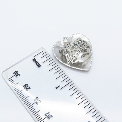 925 Sterling Silver Vintage "Happy Birthday" Heart Pendant