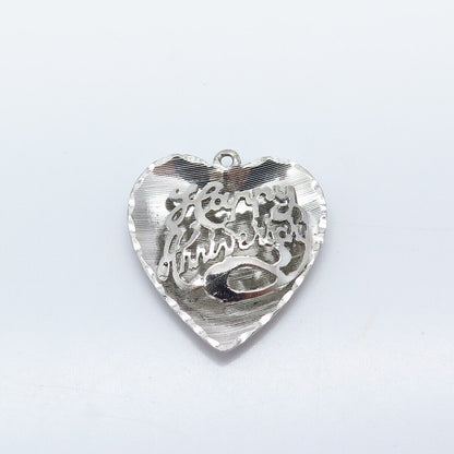 925 Sterling Silver Vintage "Happy Birthday" Heart Pendant