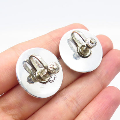 925 Sterling Silver Vintage Mexico Taxco Swirl Screw Back Earrings