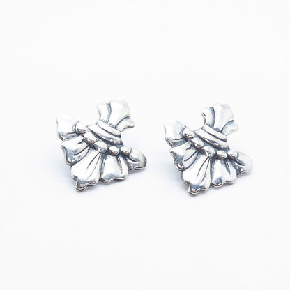 925 Sterling Silver Vintage Ribbed Dotted Stud Earrings