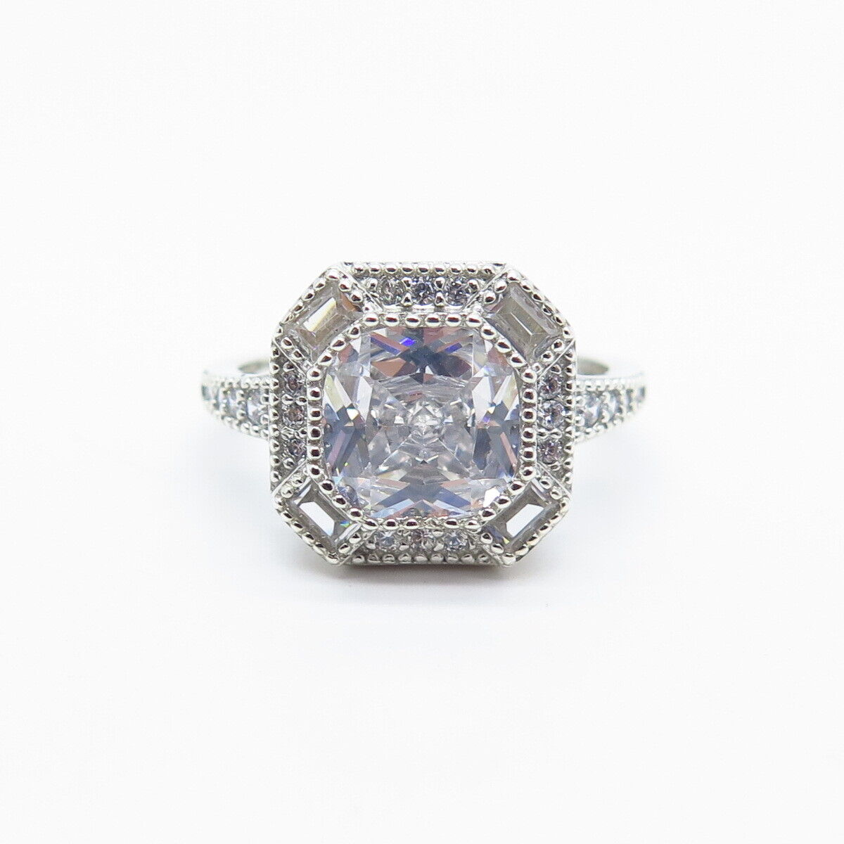 925 Sterling Silver Multi-C Z Ring Size 7