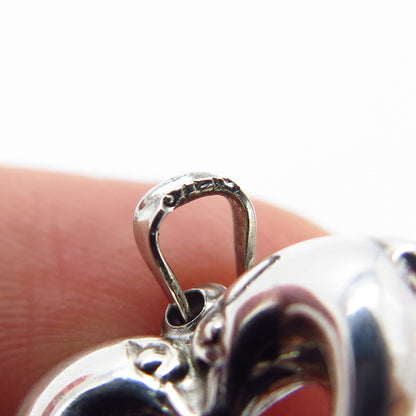 925 Sterling Silver Vintage Friendly Dolphins Heart Charm Pendant