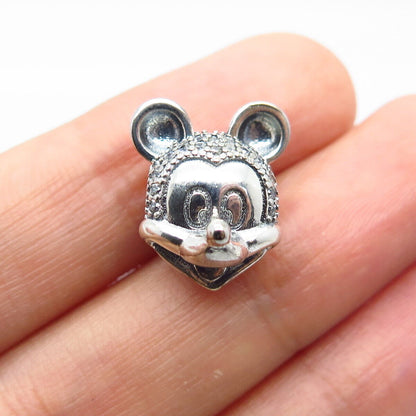 925 Sterling Silver C Z Mickey Mouse Bead Charm