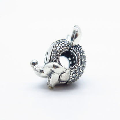 925 Sterling Silver C Z Mickey Mouse Bead Charm