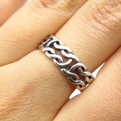 925 Sterling Silver Vintage Peter Stone Celtic Band Ring Size 7