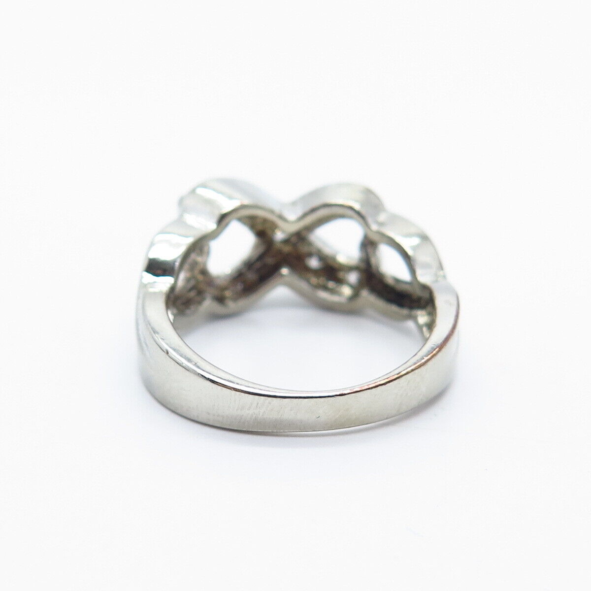 925 Sterling Silver C Z Heart Infinity Ring Size 6