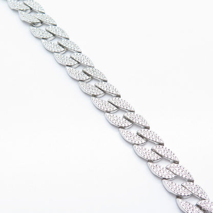 925 Sterling Silver C Z Cuban Link Bracelet 8.5"