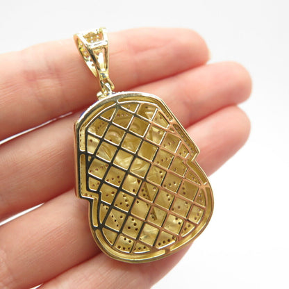 925 Sterling Silver Gold Plated C Z & Colorful Enamel Egyptian Pharaoh Pendant