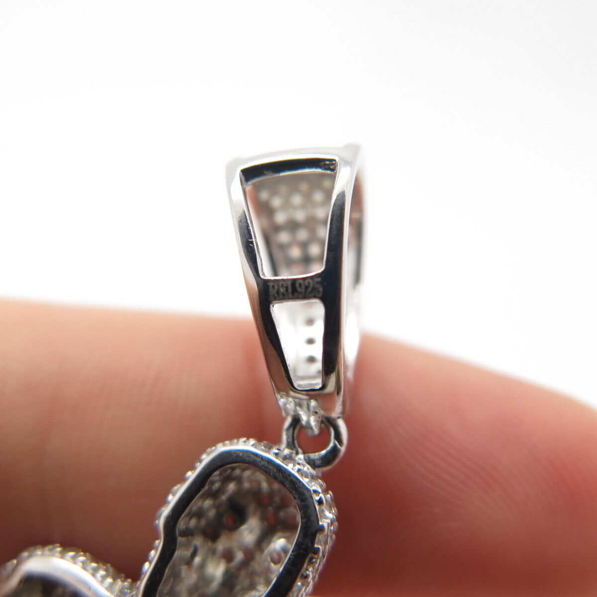 925 Sterling Silver Pave C Z Human Skeleton Pendant